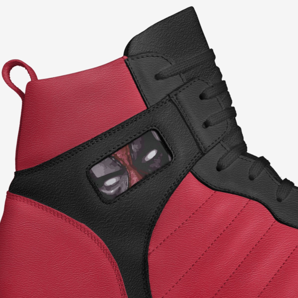 Deadpool custom made in Italy shoes by Long Vo | Detail view