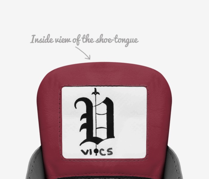 Vics maroon 2 custom made in Italy shoes by Brayden Murphy | Tongue view