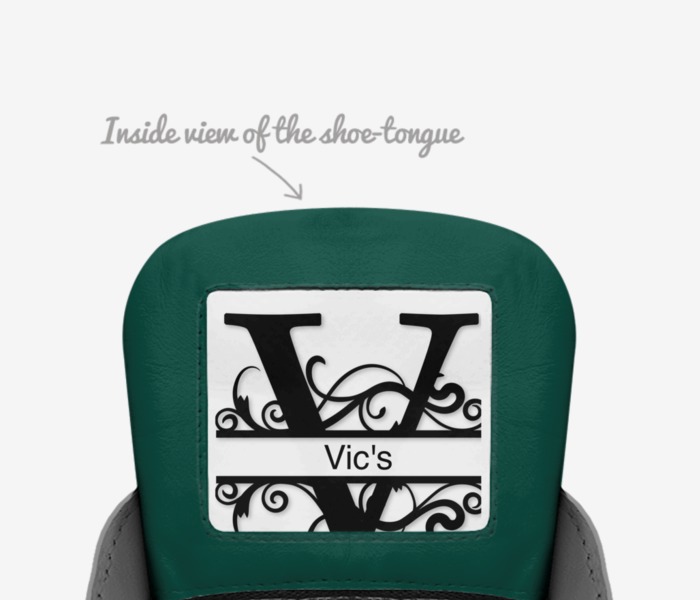 vics green style custom made in Italy shoes by Brayden Murphy | Tongue view