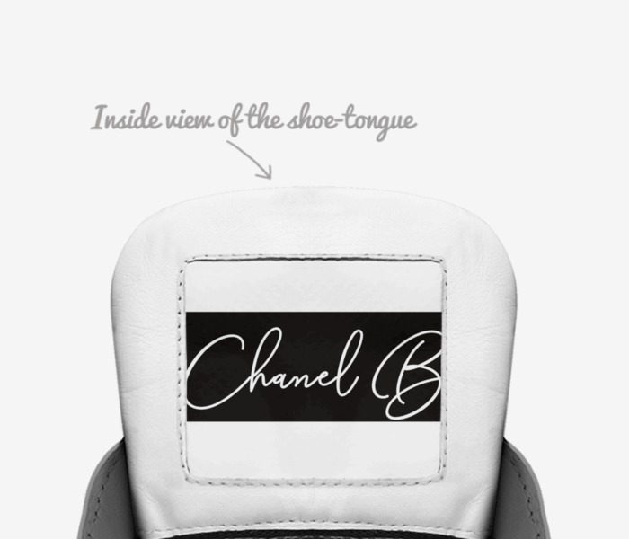 Selfless Love custom made in Italy shoes by Chanel Budd | Tongue view