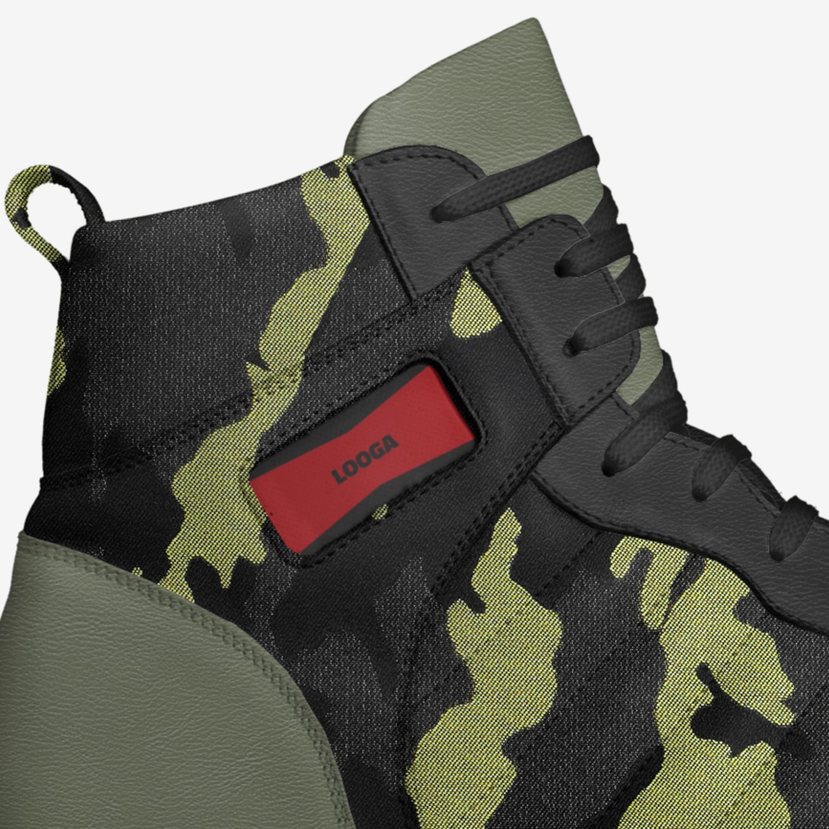 LOOGA CAMO-BLACK custom made in Italy shoes by Hugues Nazaire | Detail view