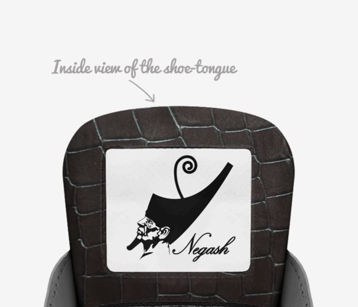 Negash Sobek Low custom made in Italy shoes by Rocklin Negash | Tongue view