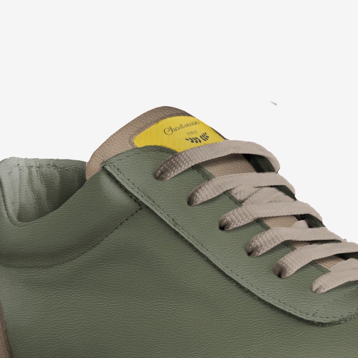 Chartreuse custom made in Italy shoes by Maria Sabljak | Detail view