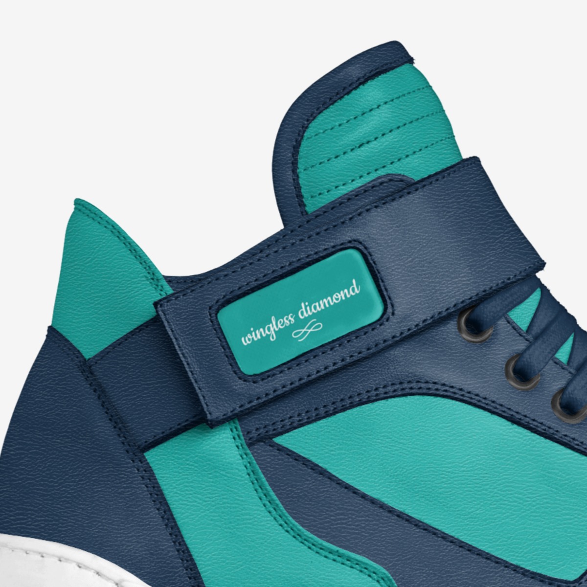 wingless diamond custom made in Italy shoes by Bobby Cole | Detail view