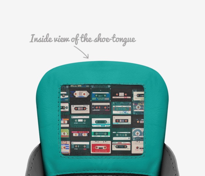 wingless diamond custom made in Italy shoes by Bobby Cole | Tongue view