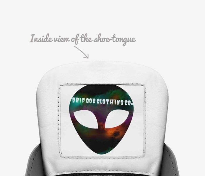 Drip Gods custom made in Italy shoes by Andrew Mcguire | Tongue view