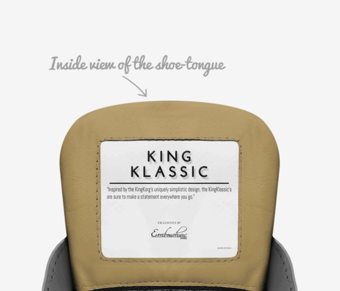 King Classic custom made in Italy shoes by Embouchure Studios | Tongue view