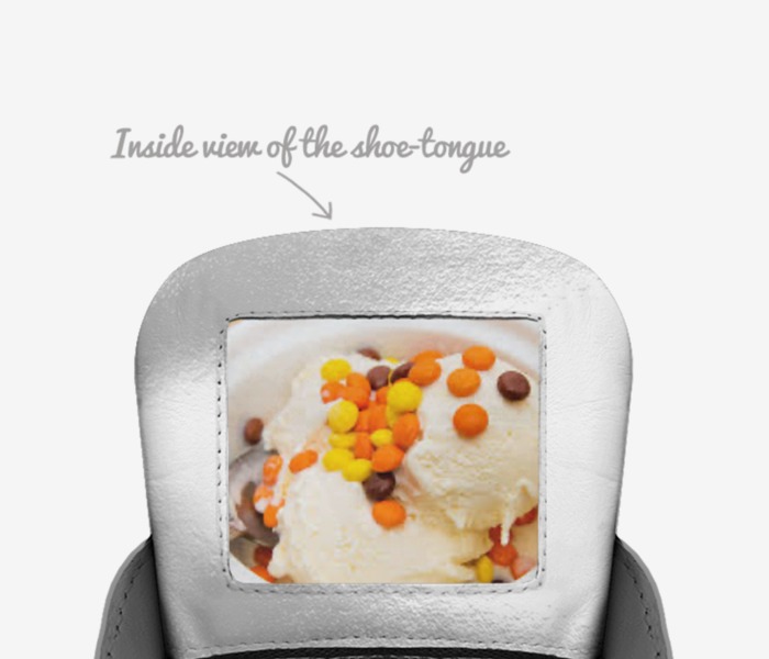 Reese's Pieces custom made in Italy shoes by Lafon Howard | Tongue view