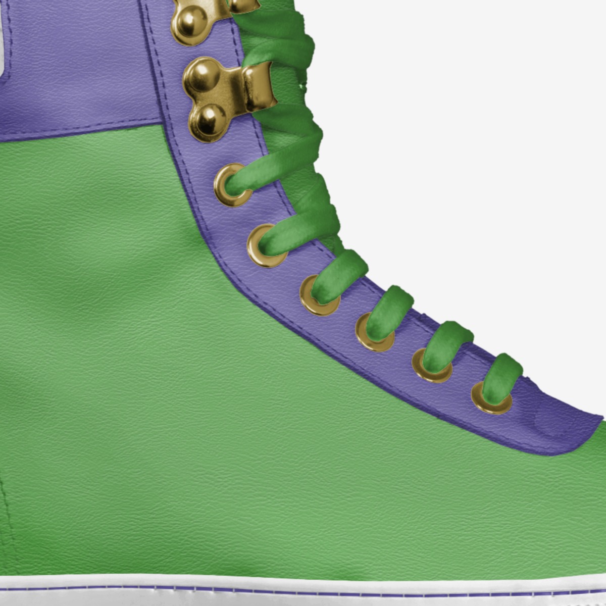 Hulk custom made in Italy shoes by Stephanie Frank | Detail view