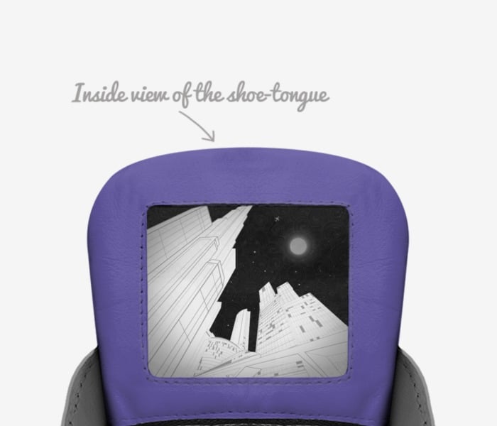 Lunar Studios custom made in Italy shoes by Cheyenne Reed | Tongue view
