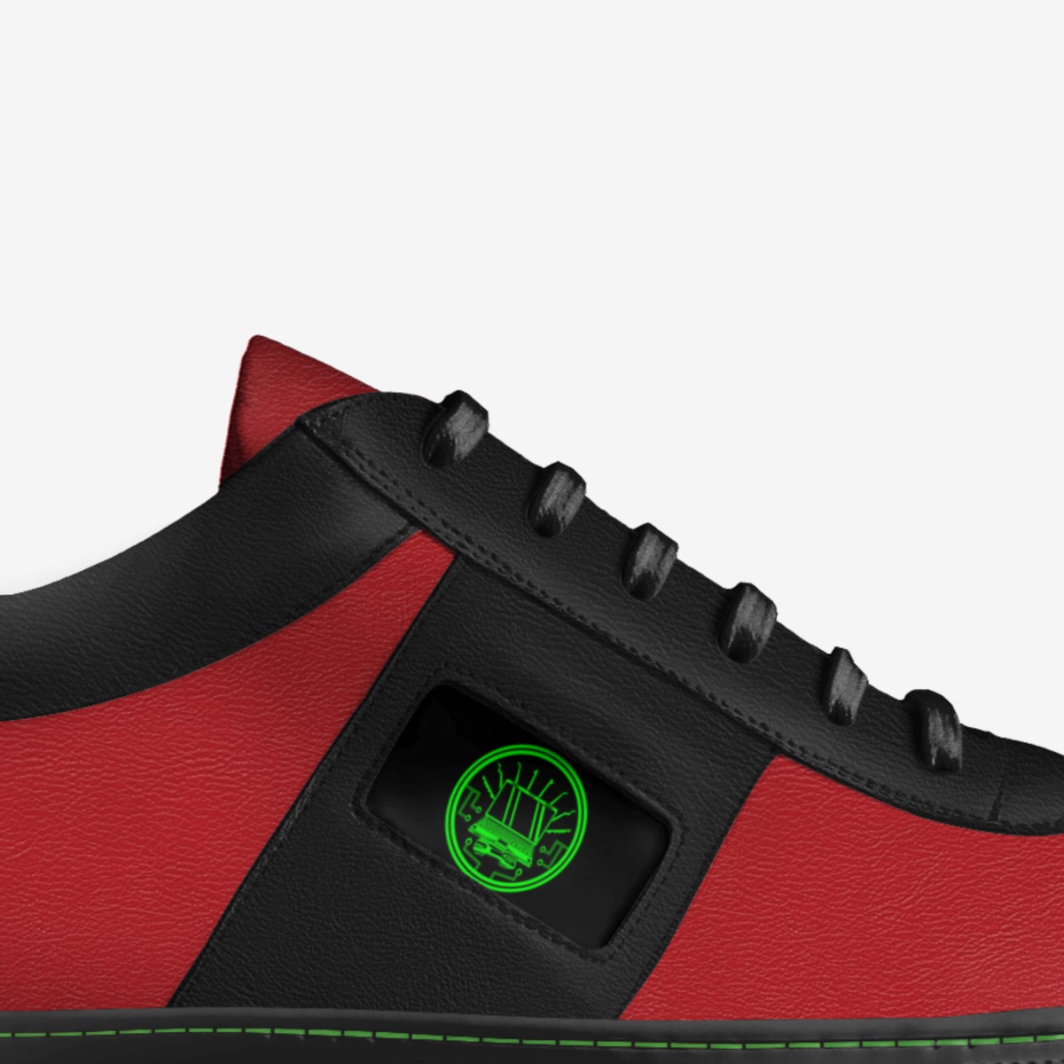 HackAttack Red custom made in Italy shoes by Kat Valentine | Detail view
