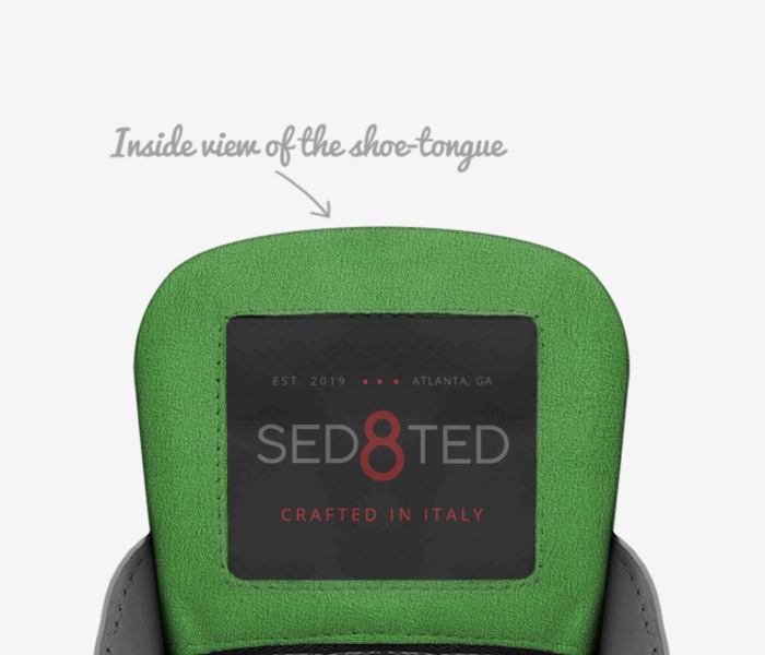 Cool Runnings custom made in Italy shoes by Yaritza Lozano | Tongue view