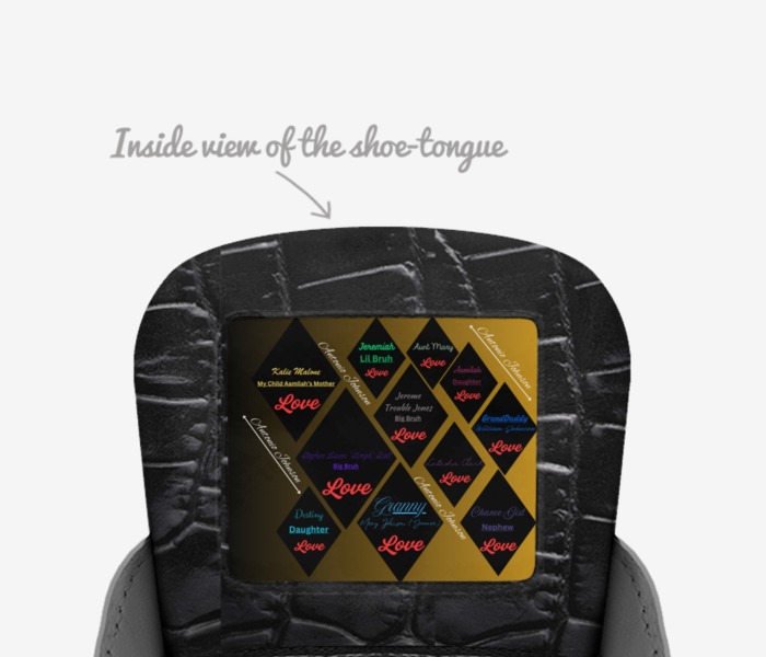 Tonio's custom made in Italy shoes by Antonio Johnson | Tongue view