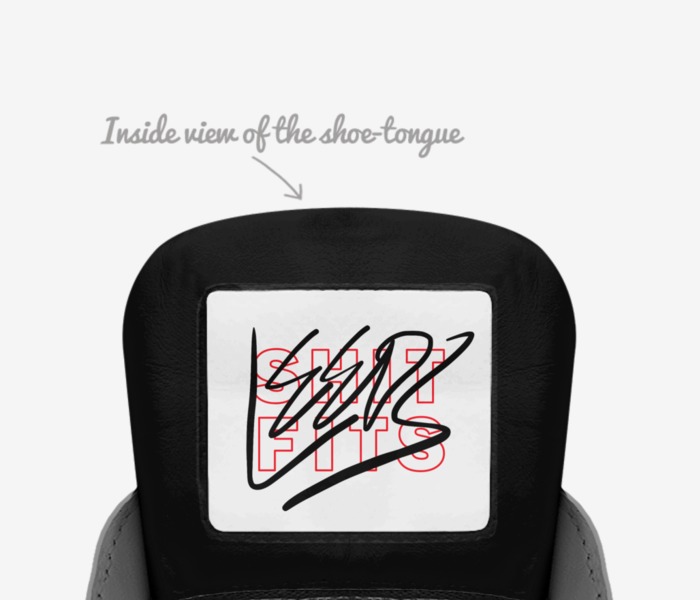 Leeds custom made in Italy shoes by Paige Leeds | Tongue view