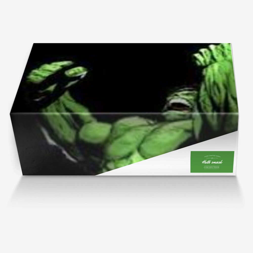 Hulk smash custom made in Italy shoes by Alexander M. Smith Smith | Box view