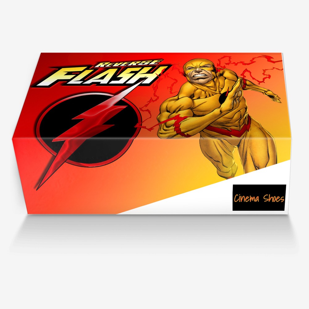 Reverse Flash custom made in Italy shoes by Zachary Spriggs | Box view