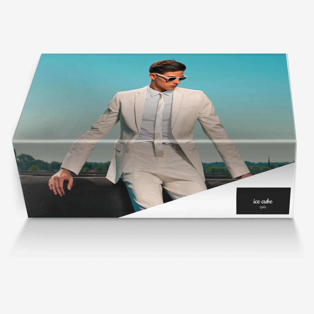 ice cube custom made in Italy shoes by Johnathan Jones | Box view