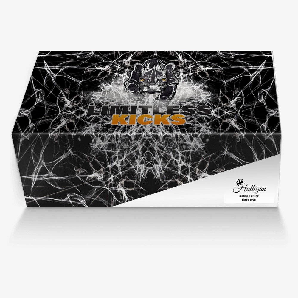 Halligan custom made in Italy shoes by Limitless Kicks | Box view