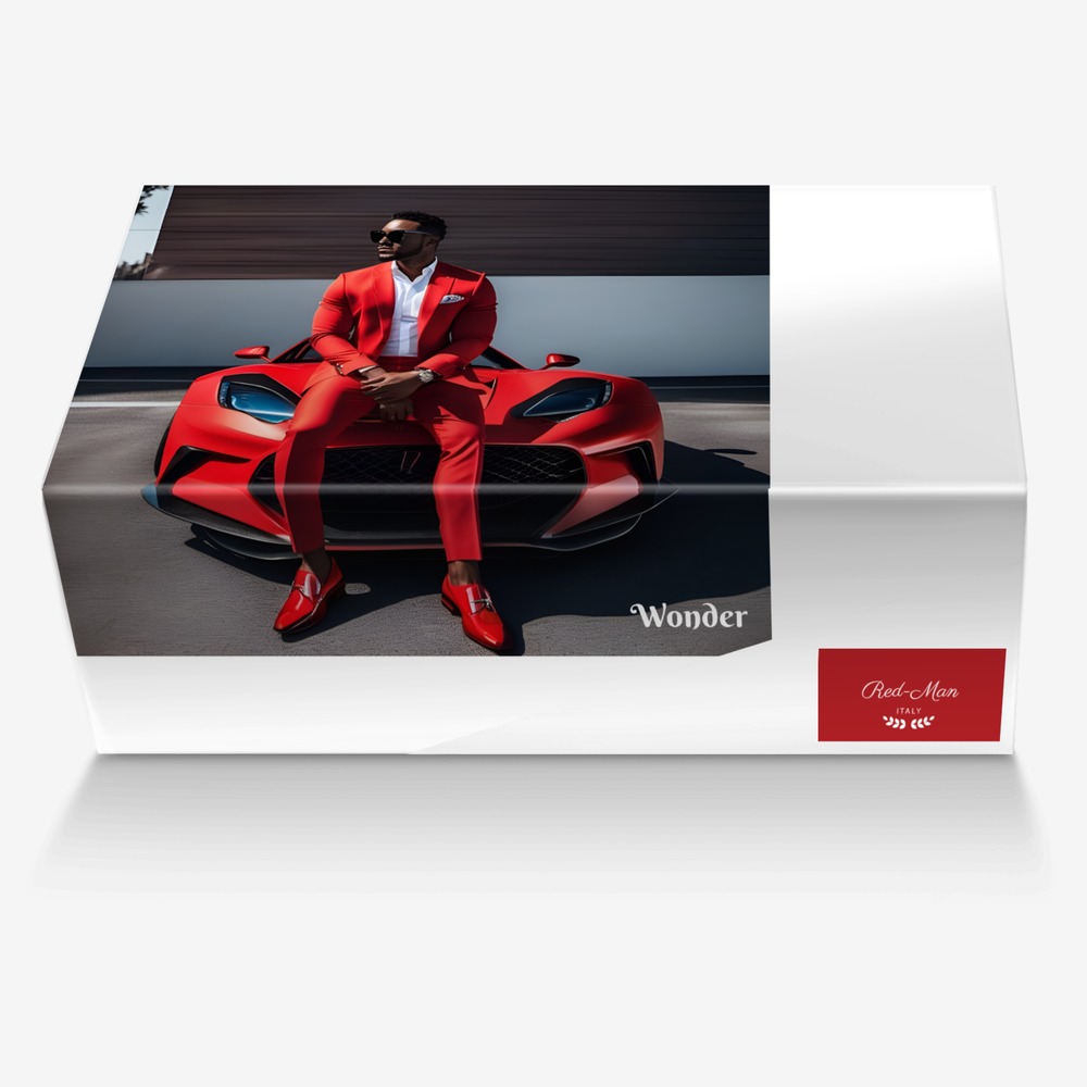 Red-Man custom made in Italy shoes by Desiree Sims | Box view