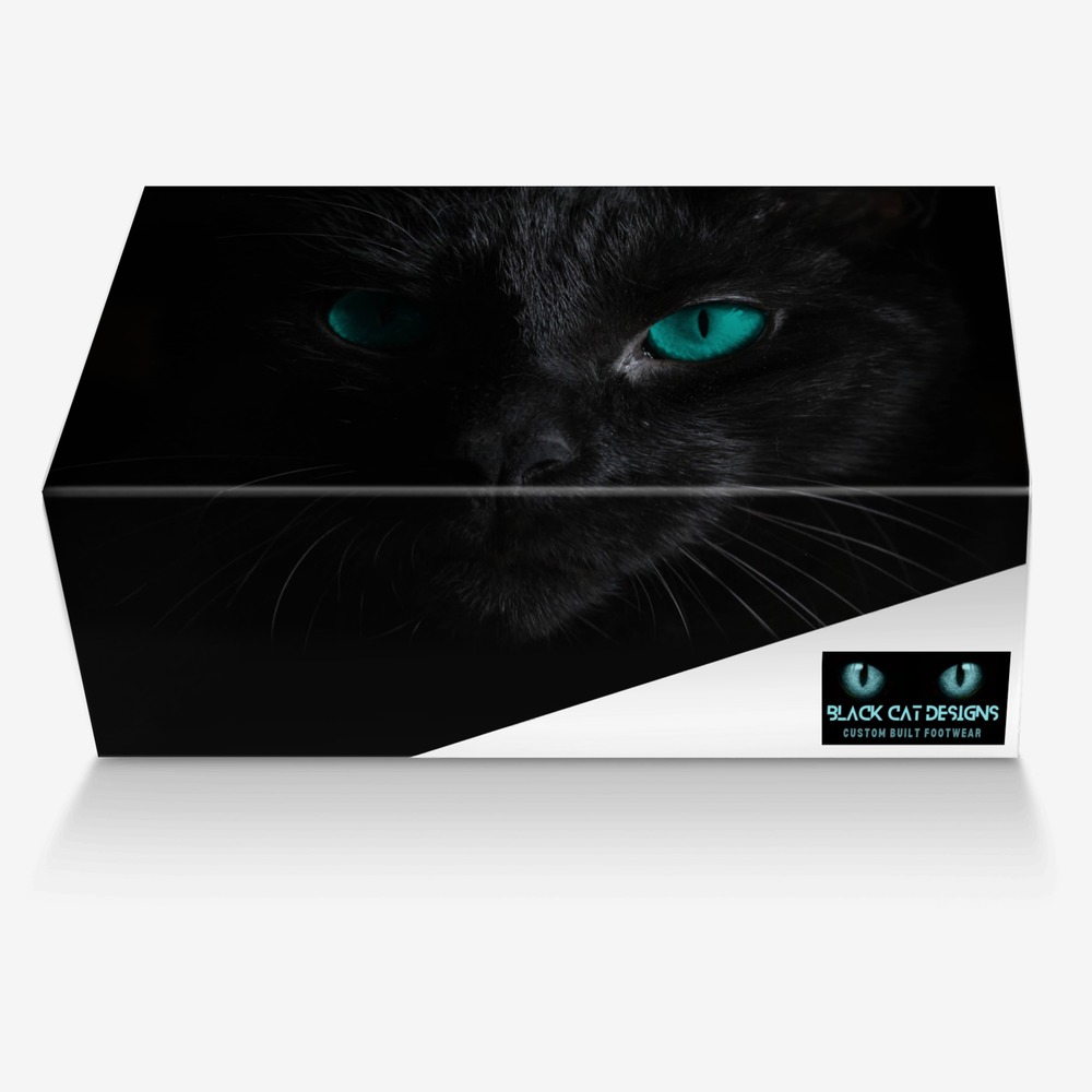 Black Cat Designs custom made in Italy shoes by Jennifer Bowling | Box view