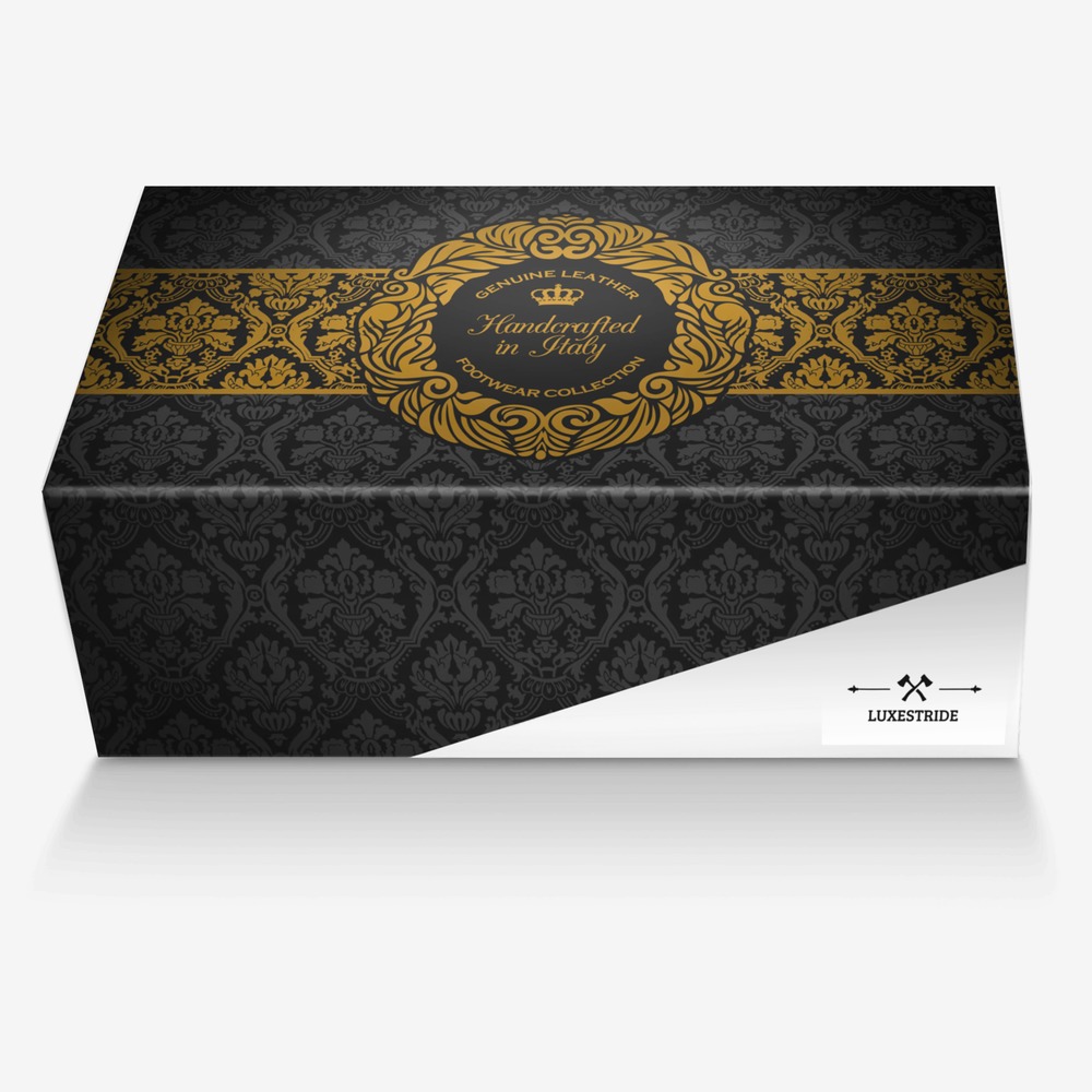 Luxestride custom made in Italy shoes by Andriy Farmiga | Box view