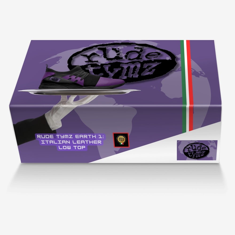 RT Purple Earth 1 custom made in Italy shoes by Byron Burke Aka Popâ Ur-mää | Box view