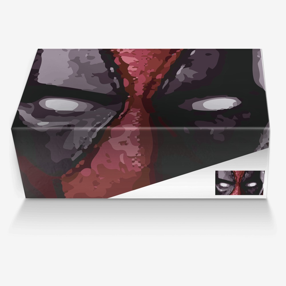 Deadpool custom made in Italy shoes by Long Vo | Box view