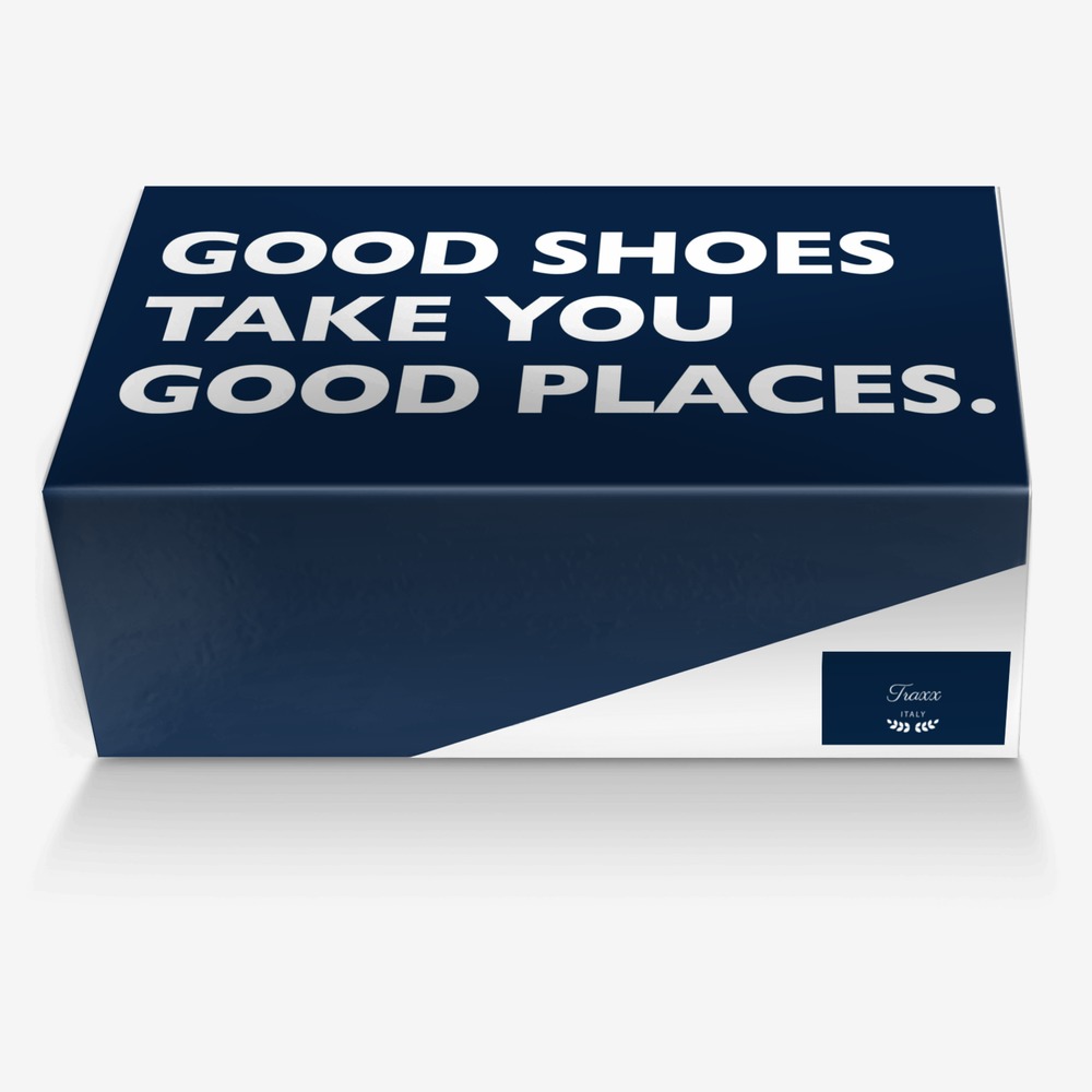 Traxx custom made in Italy shoes by Jerome Robotham | Box view