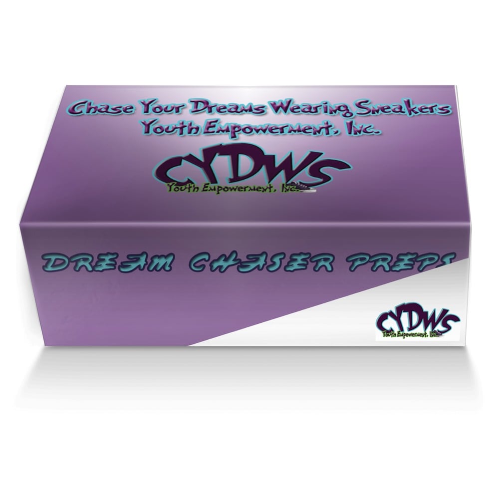 Dream Chaser Preps custom made shoe box Dream Chaser Preps artisan made in Italy shoes by Chase Your Dreams Wearing Sneakers Youth Empowerment, Inc.