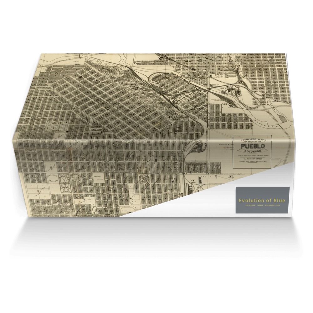 Evolution of Blue custom made shoe box Evolution of Blue artisan made in Italy shoes by Gregory Howell