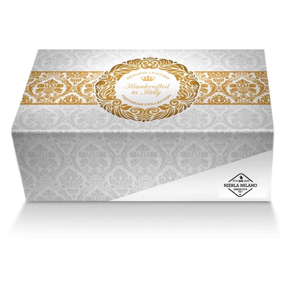 Niebla Milano custom made shoe box Niebla Milano artisan made in Italy shoes by Gerlyn & Dave