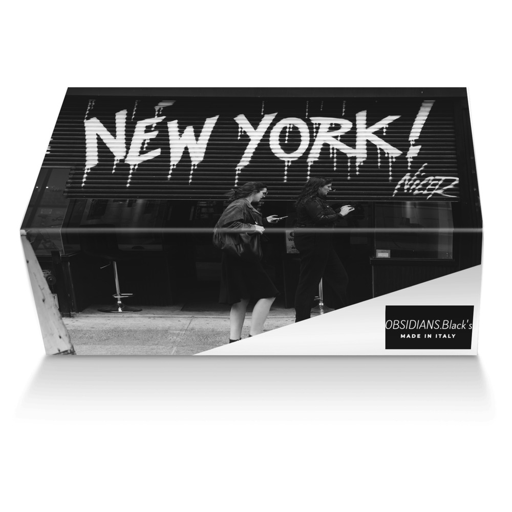 OBSIDIANS.Black's custom made shoe box OBSIDIANS.Black's artisan made in Italy shoes by Monroe King