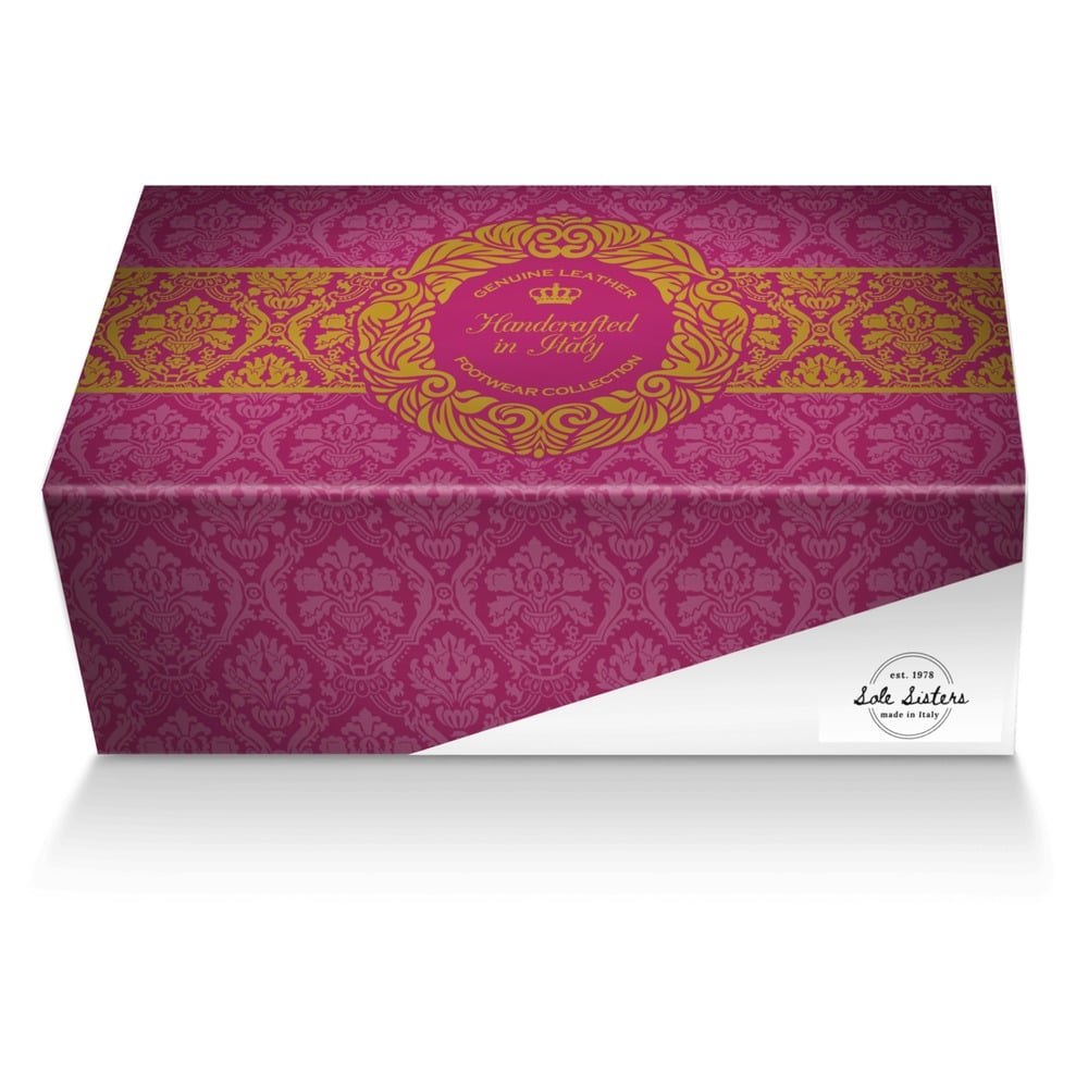 Sole Sisters custom made shoe box Sole Sisters artisan made in Italy shoes by Tearea Colton
