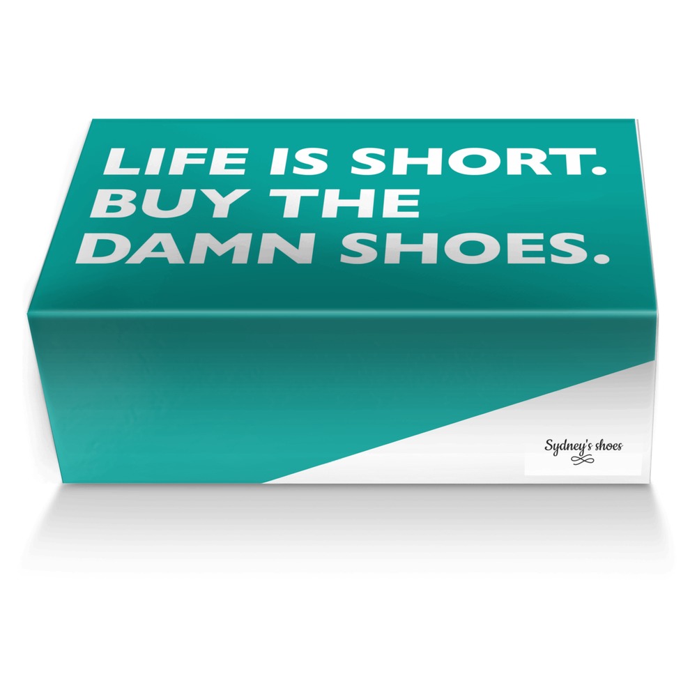 Sydney's shoes custom made shoe box Sydney's shoes artisan made in Italy shoes by Sydney Johnson