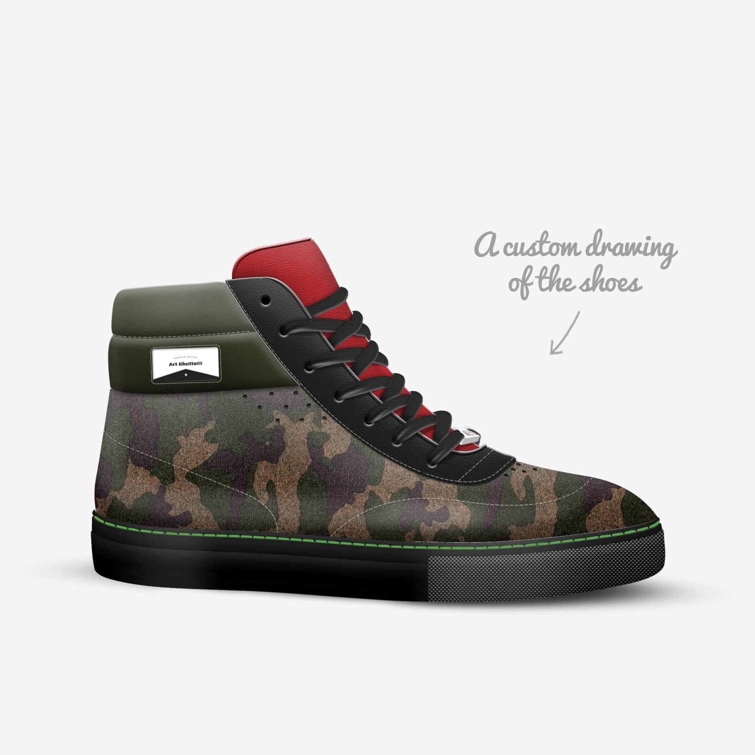 Art Ghetto© custom made in Italy shoes by Christopher Buchanan El | Sketch view