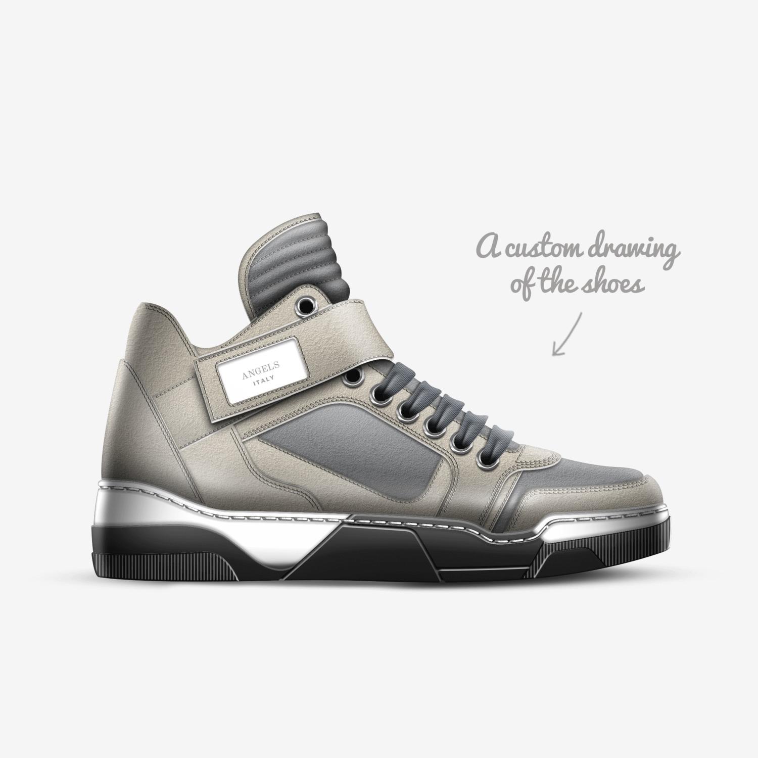 angles custom made in Italy shoes by Isaiah Washington | Sketch view