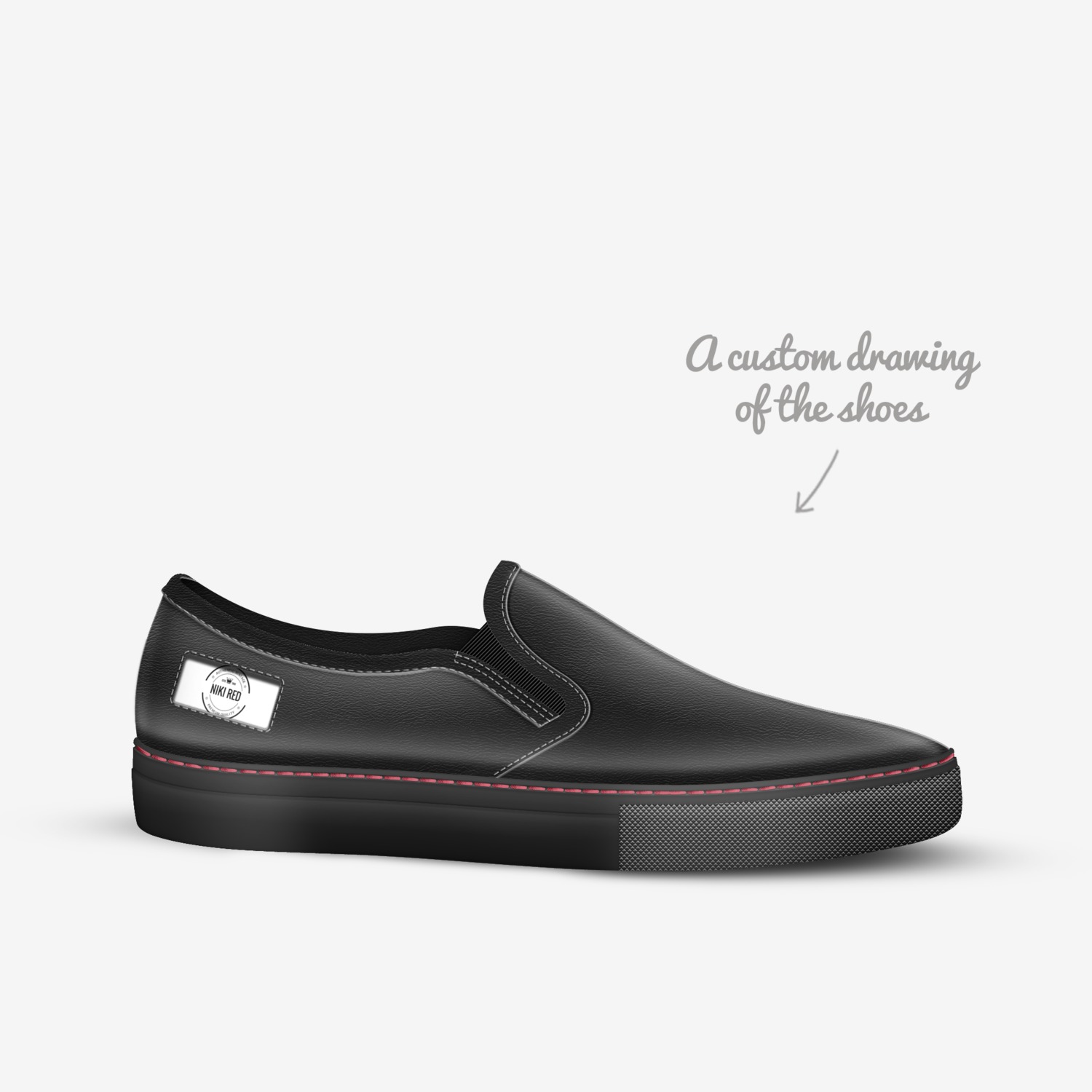 Niki Red custom made in Italy shoes by Jerry Bimbra | Sketch view