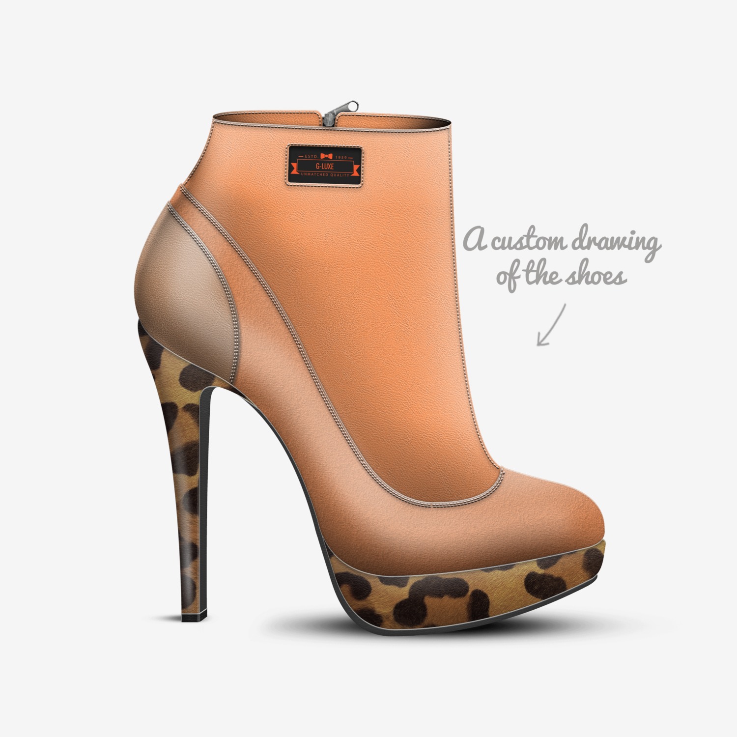 G-LUXE custom made in Italy shoes by Gina Lyn Claypool | Sketch view