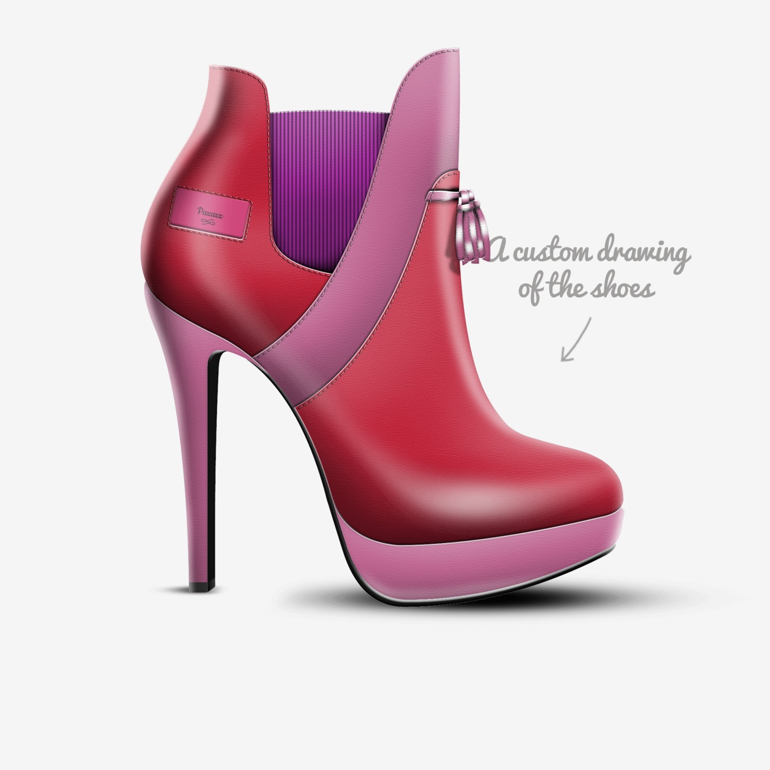 Pazazz custom made in Italy shoes by Gogo Kapri | Sketch view