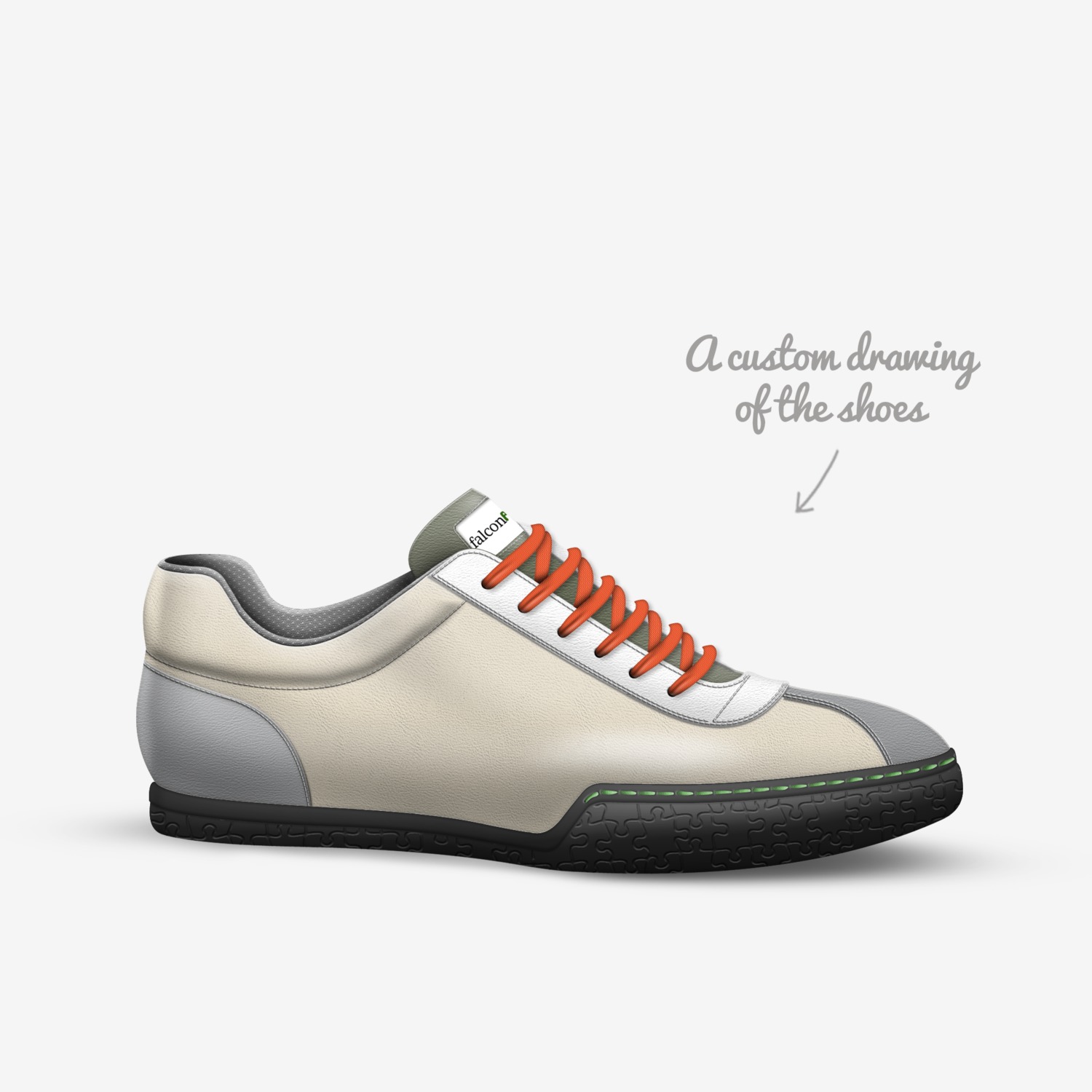 falconPOWER custom made in Italy shoes by Caillou Pettis | Sketch view