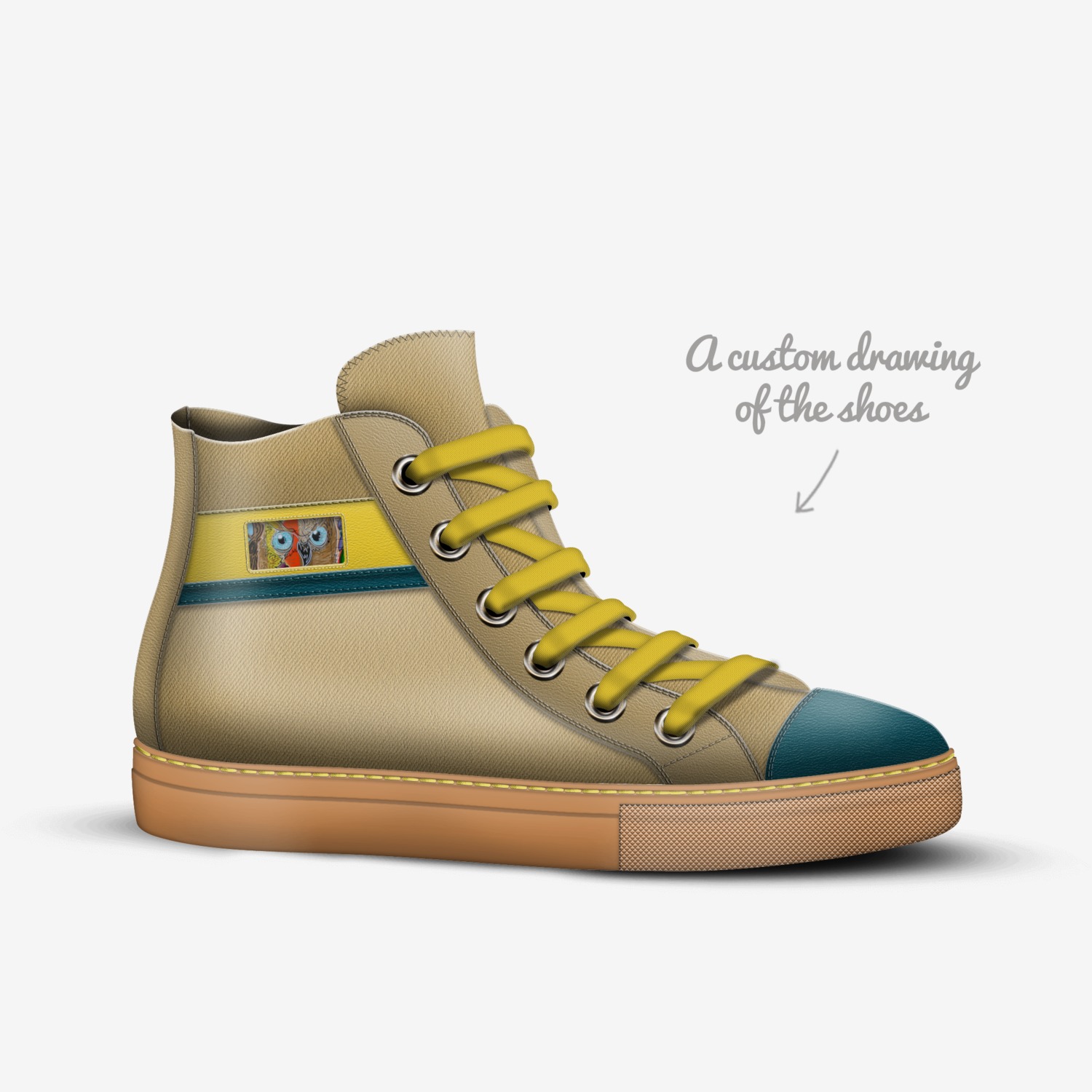 Owl custom made in Italy shoes by Travis Burns | Sketch view