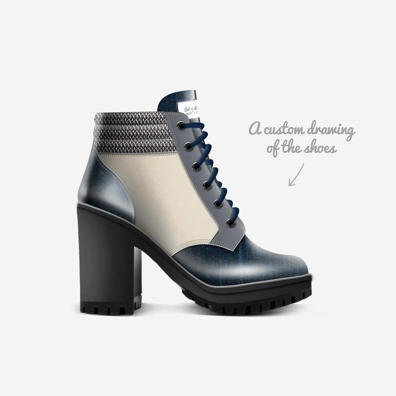 Out of A Call custom made in Italy shoes by Ingrid Lowe | Sketch view