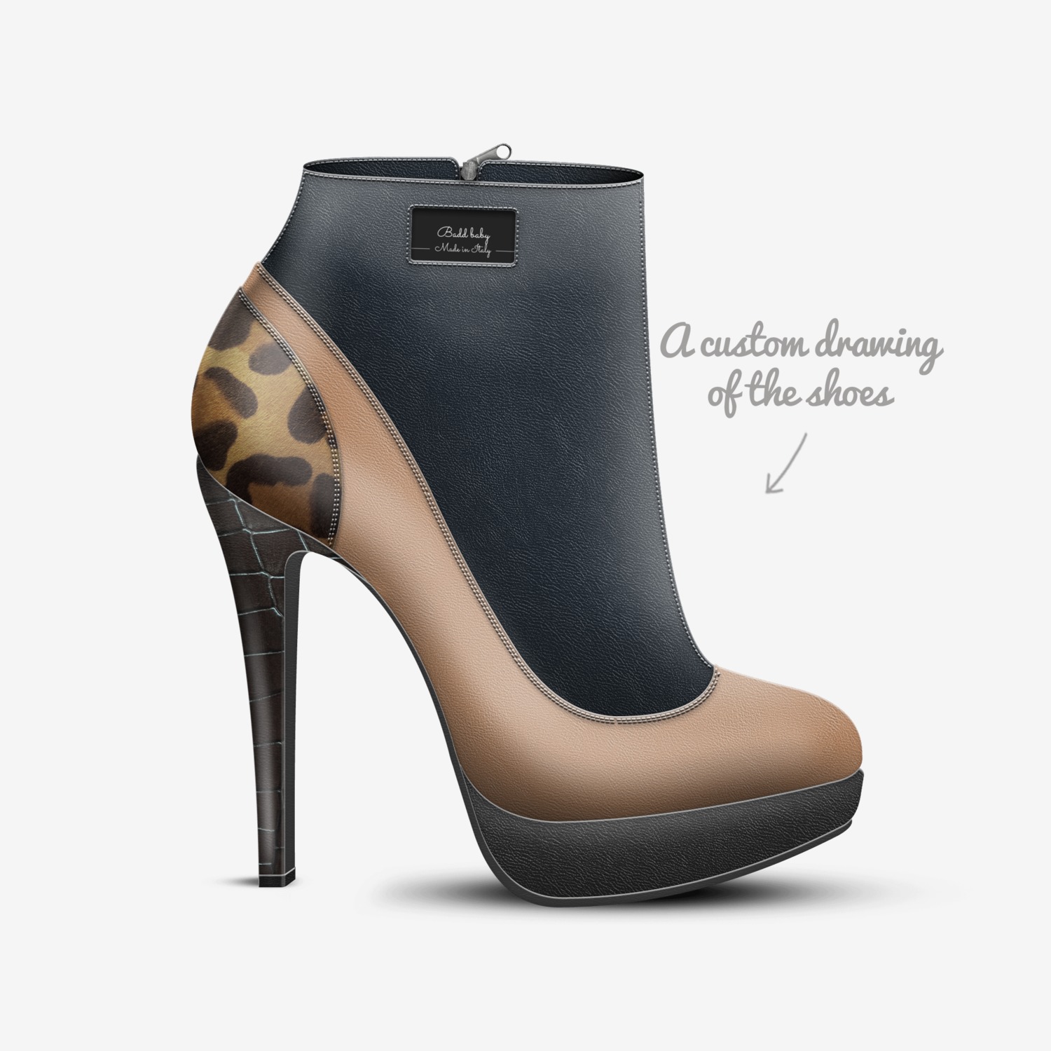 Badd baby custom made in Italy shoes by Melissa Perry | Sketch view