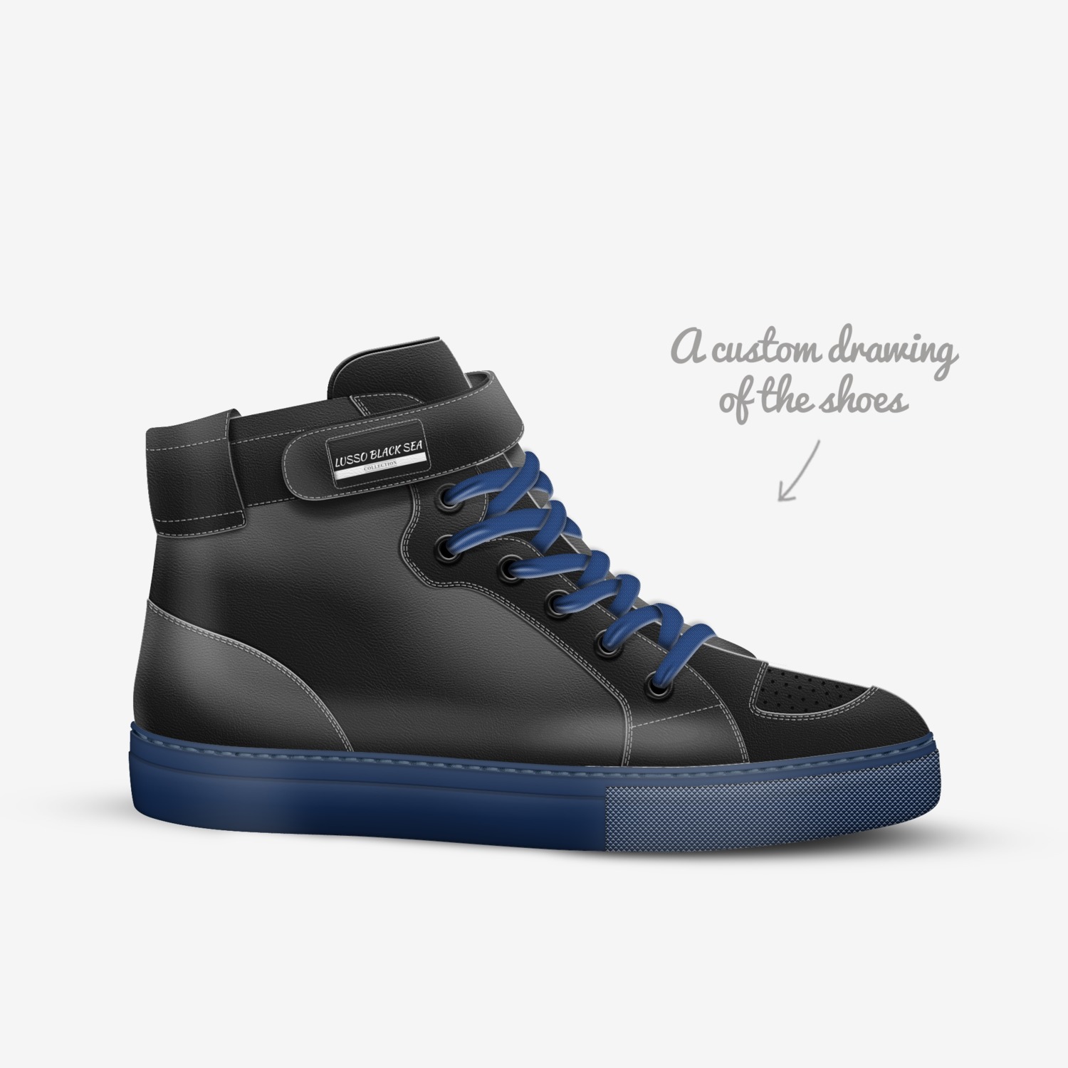 LUSSO BLACK SEA custom made in Italy shoes by Naseeb Ellahi | Sketch view