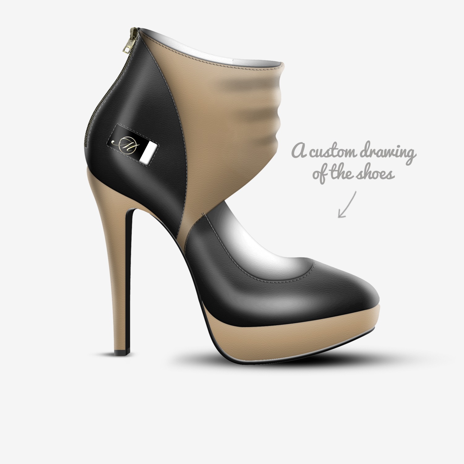 Alicia custom made in Italy shoes by Mykal Coles | Sketch view