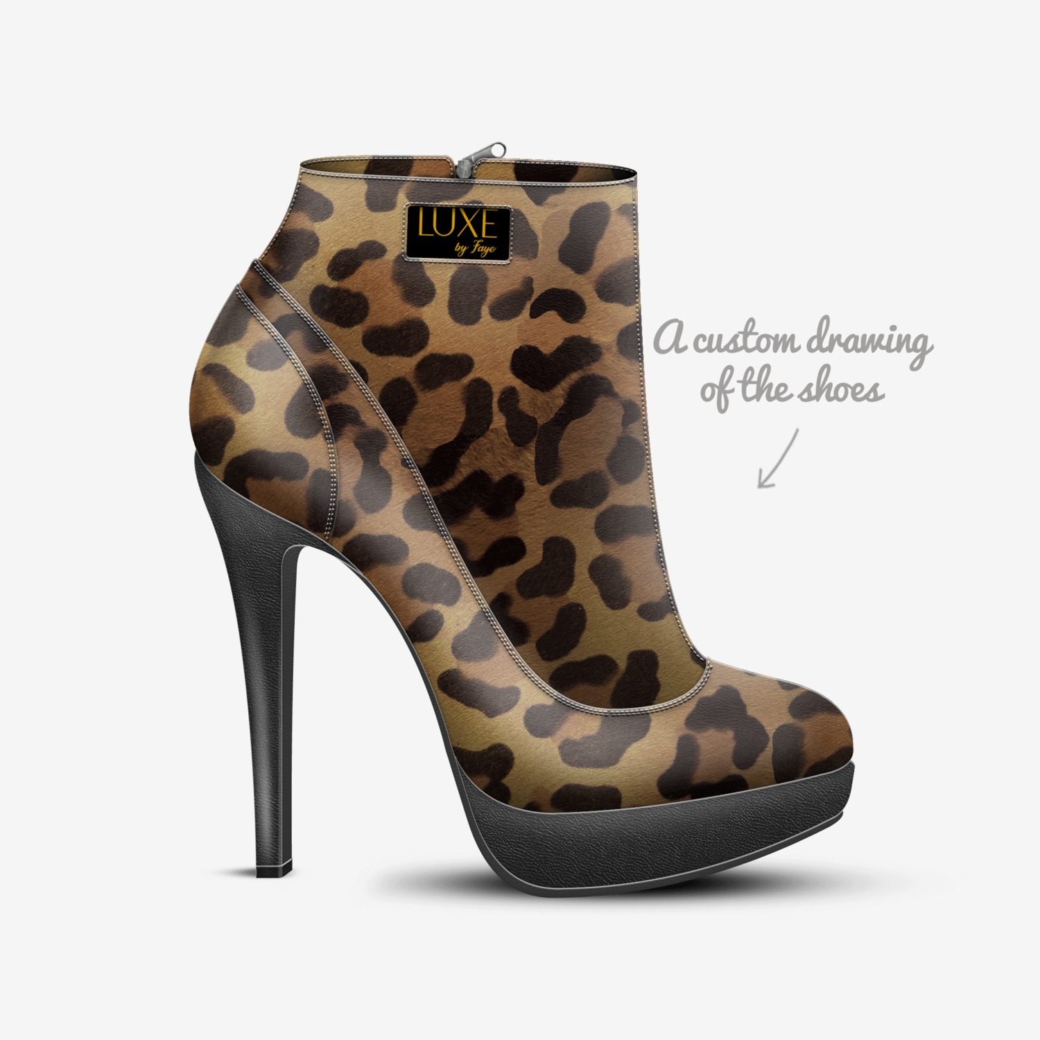 Luxe by Faye custom made in Italy shoes by Faye Brown | Sketch view