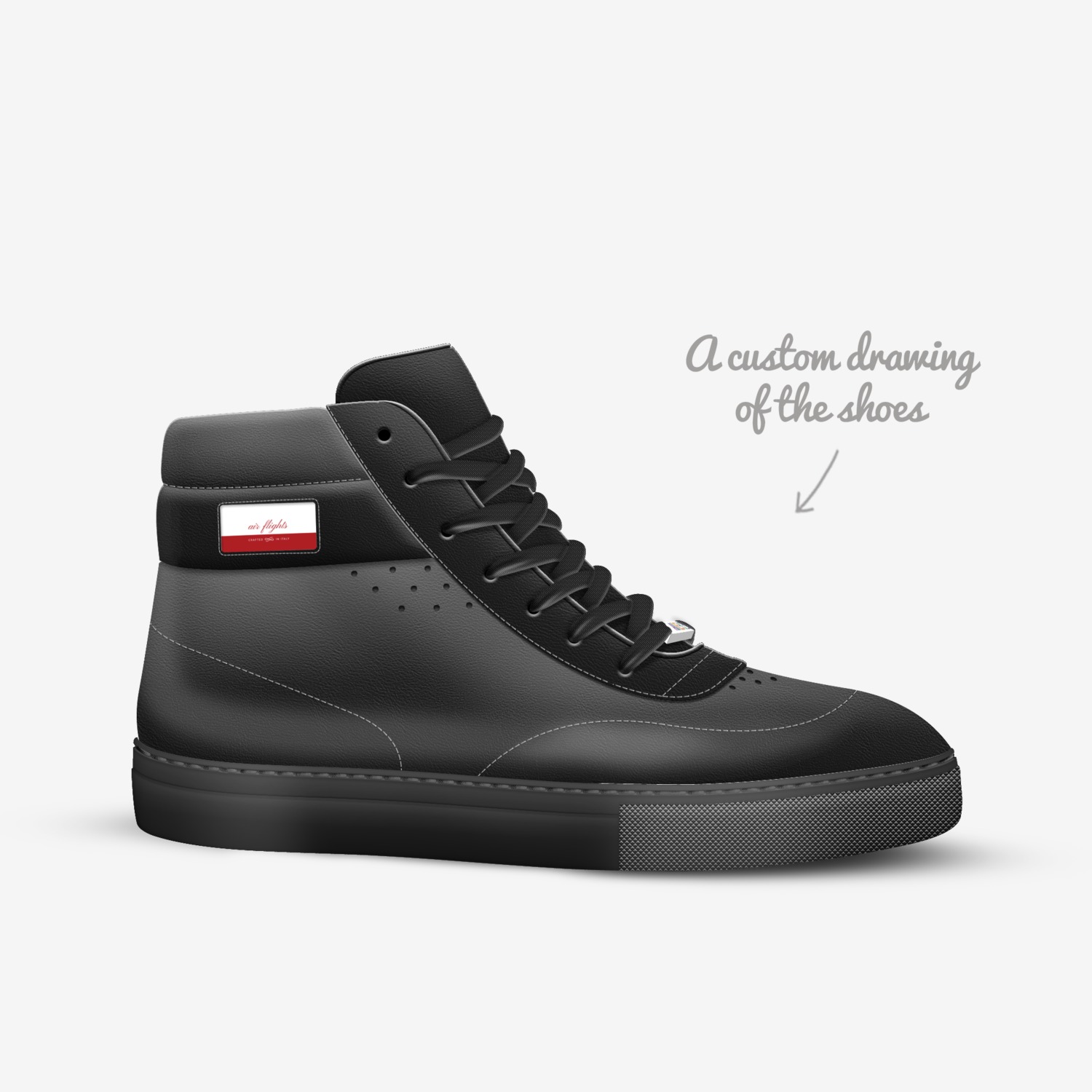 air flights custom made in Italy shoes by Brandon Ibarra | Sketch view