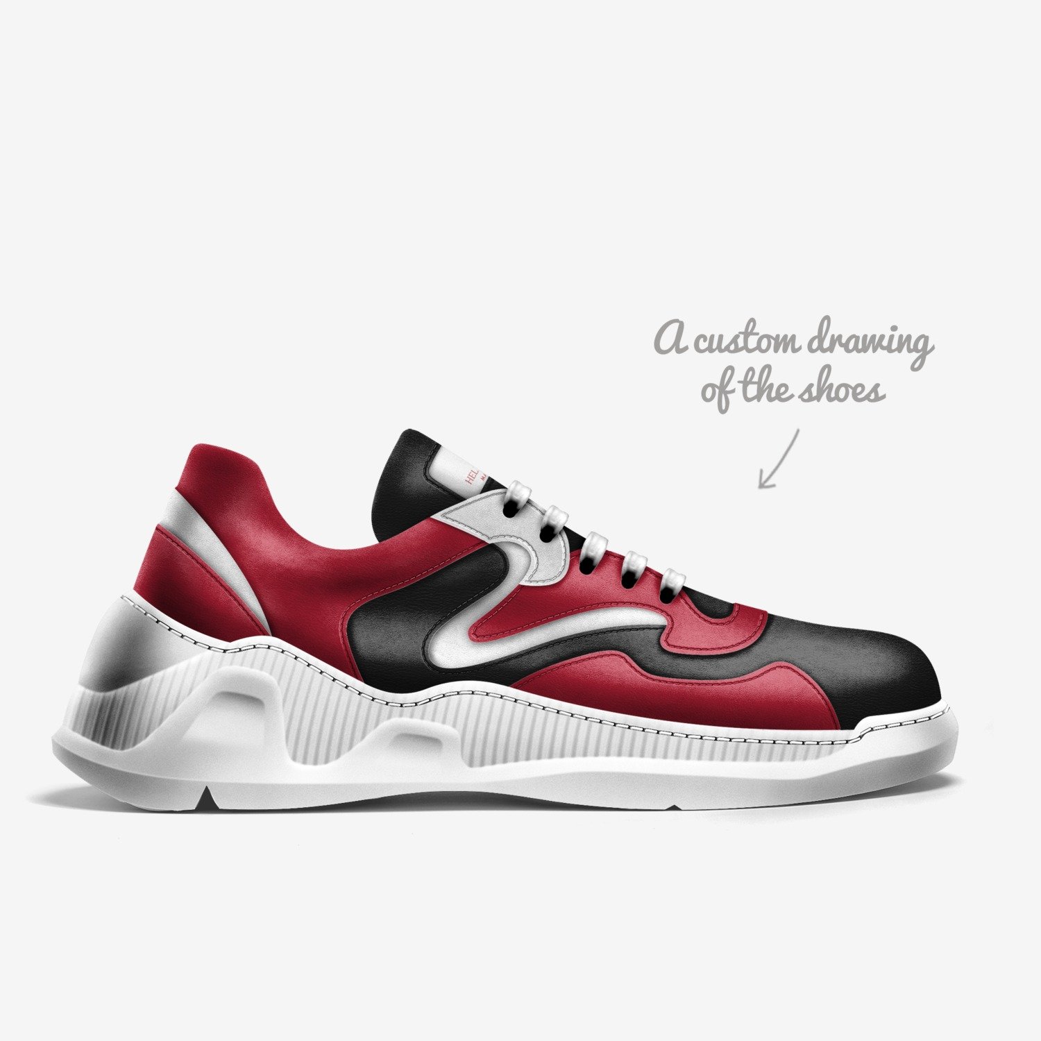 HP Dipz custom made in Italy shoes by Hellz Palace® | Sketch view