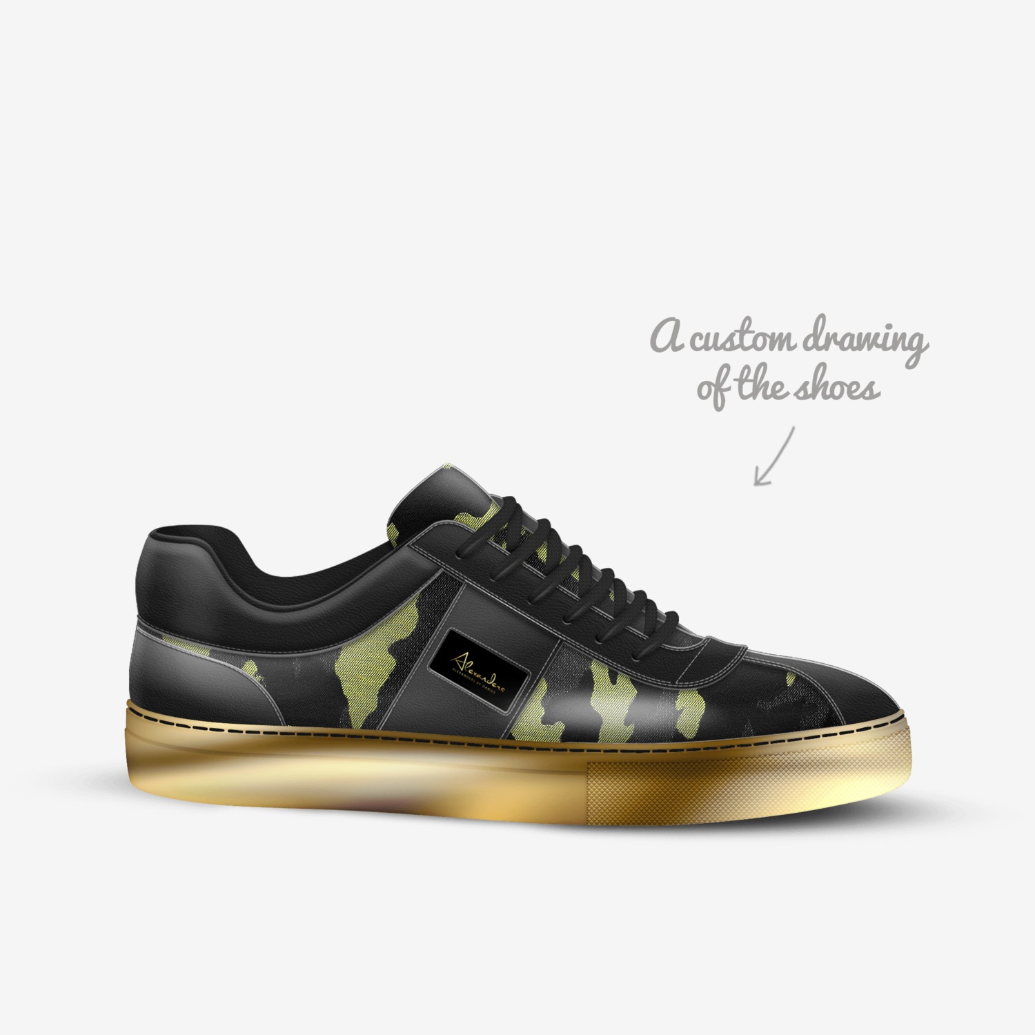 Alexanders custom made in Italy shoes by Darius Alexander | Sketch view