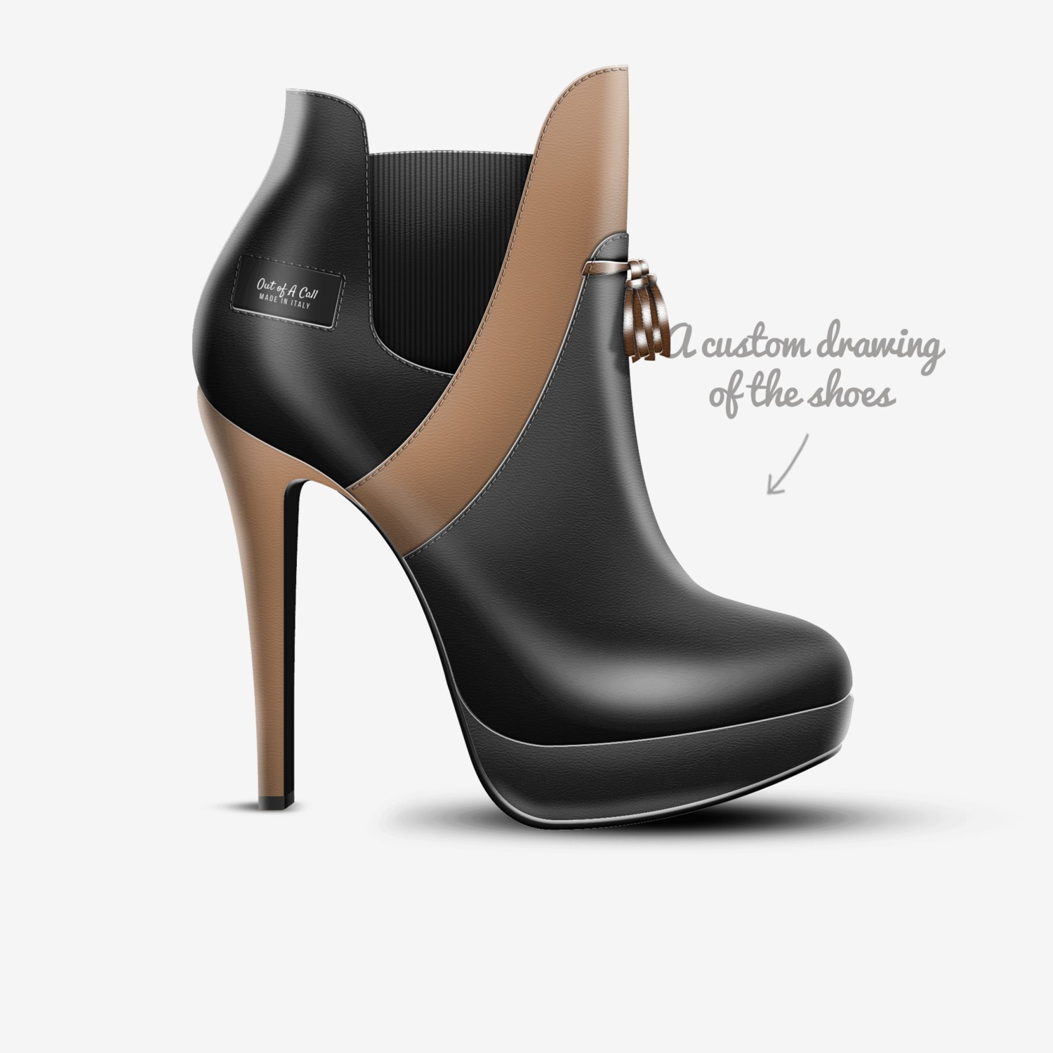 Out of A Call custom made in Italy shoes by Ingrid Lowe | Sketch view